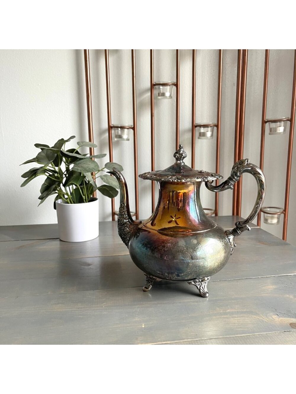Vintage Ascot by Oneida Community Sheffield Reproduction Silver-Plated Teapot
